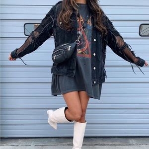 TOPSHOP Denim Jacket with Cut Out Detailing Size 4